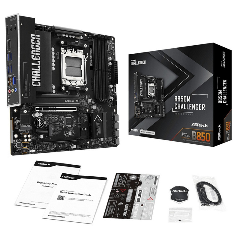 Материнська плата ASRock B850M CHALLENGER (AM5/B850, 4*DDR5, 2xPCIex16, HDMI/DP, 4xSATAІІІ,2xM.2, 2.5GLan, mATX)
