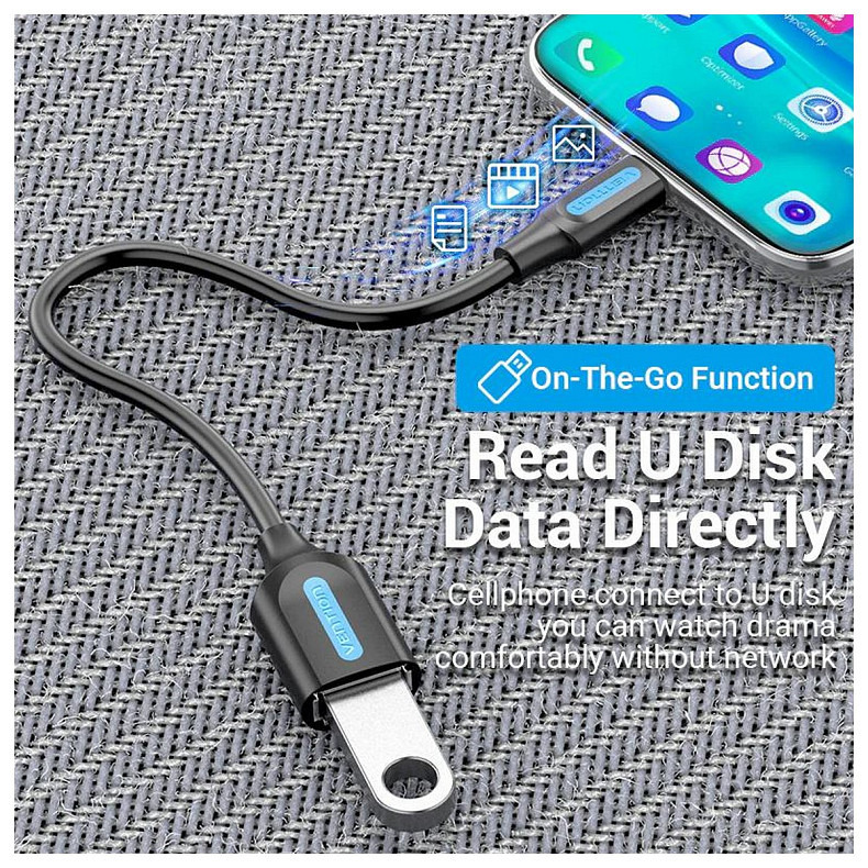 Кабель Vention USB 3.1 Type-C - OTG USB3.0 AF, 0.15 m, Black (CCVBB)
