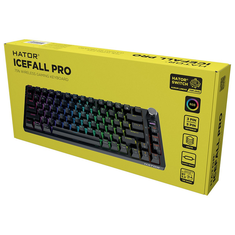 Клавіатура Hator Icefall PRO Wireless, TFT display Black (HTK450UA)