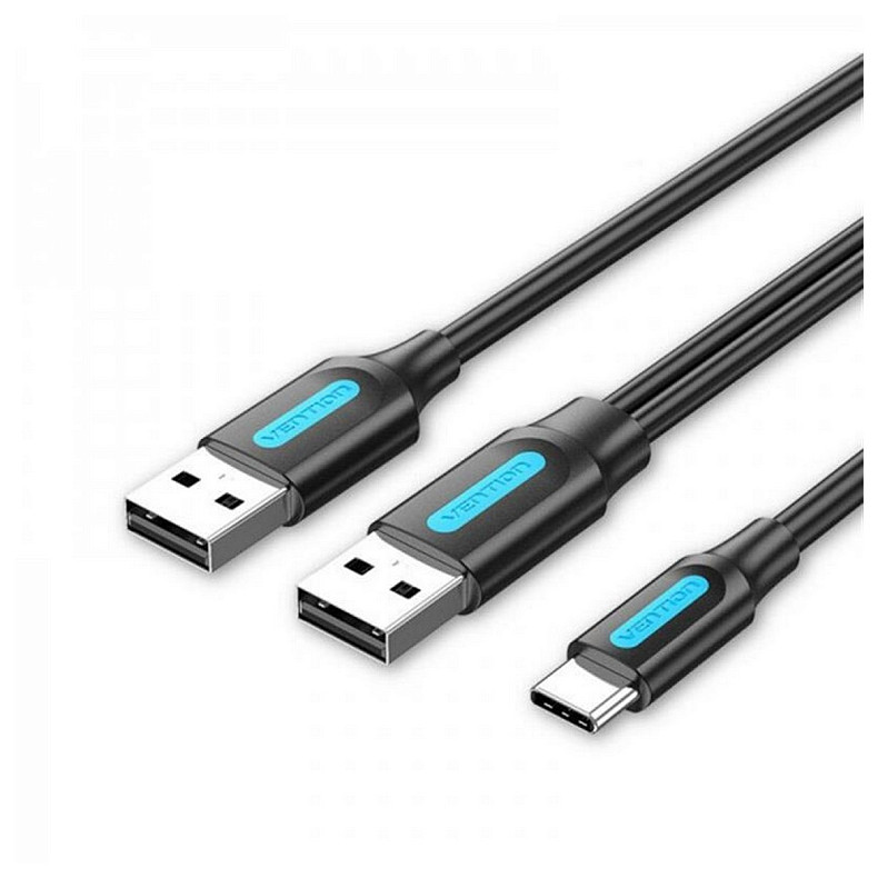 Кабель Vention USB Type-C - 2хUSB (M/M), 1 м, Black (CQKBF)