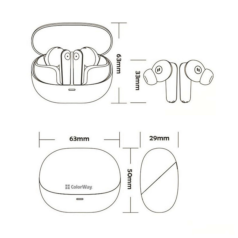 Навушники СolorWay Slim TWS-1 Earbuds Long Life Black (CW-TWS1BK1)