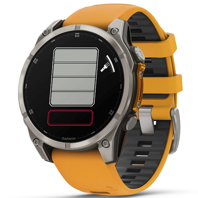 Спортивные часы GARMIN Fenix 8 47mm AMOLED Sapphire Graphite DLC Titanium with Spark Orange Silicone Band