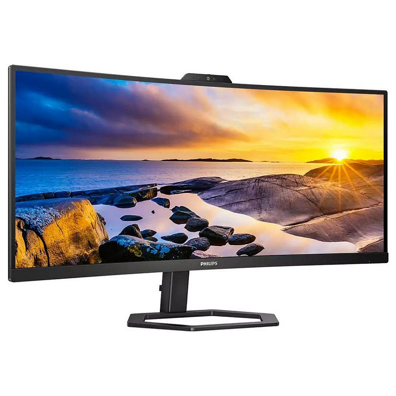 TFT 34" Philips 34E1C5600HE, WQHD, VA, sRGB 123,24%, 100Гц, 1мс, HDMI, DP, USB-C, webcam, HAS, кол