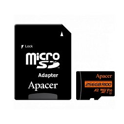 Карта пам'яті MicroSDXC 256GB UHS-I/U3 Class 10 Apacer (AP256GMCSX10U8-R) + SD адаптер