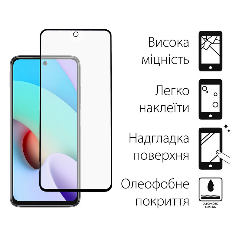 Защитное стекло Dengos для Xiaomi Redmi 10 2022 Black Full Glue (DG-TG2P-46)