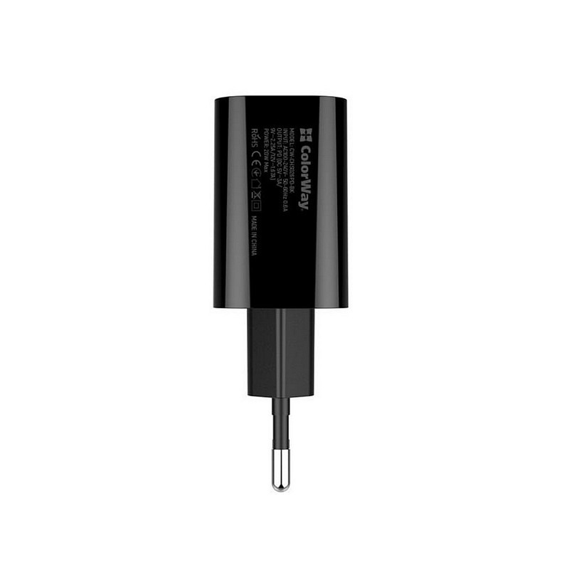 Зарядний пристрій ColorWay (1USB Type-C PDx3A) Black (CW-CHS026PD-BK)