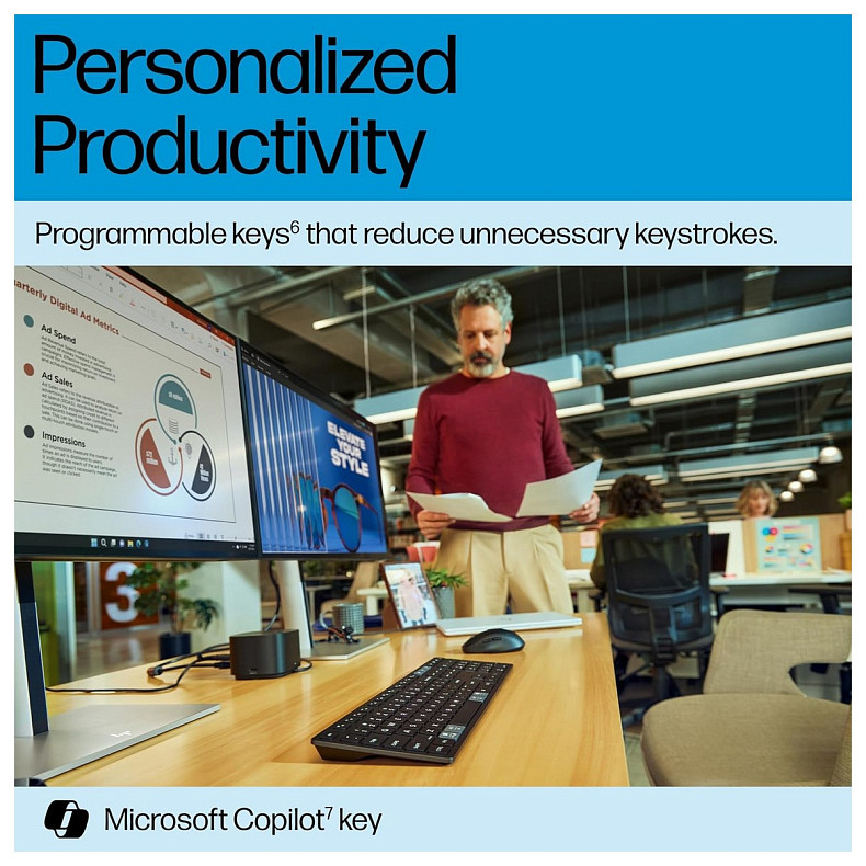 Клавіатура HP 720 Multi-Device Rechargeable, 109key, WL/BT, EN/UK, чорний