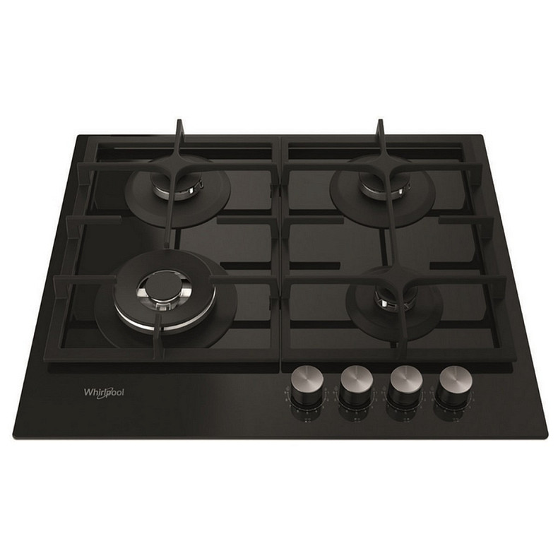 Варочная поверхность Whirlpool газовая, 60см, чугун, конфорка с двойным рядом пламени, черный