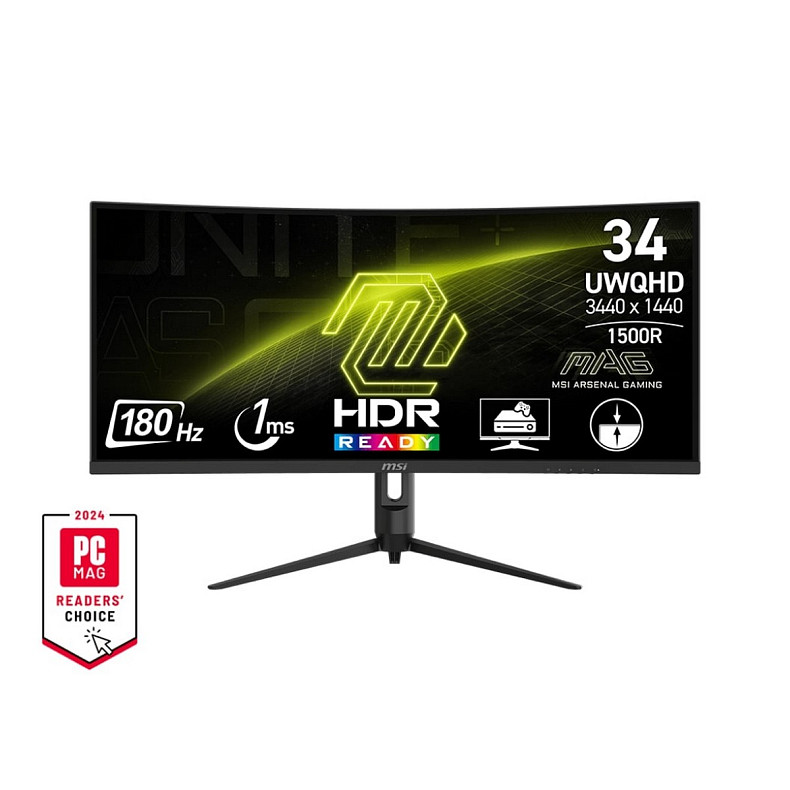 Монитор MSI 34" MAG 342CQR-E2 2xHDMI, DP, Audio, VA, 3440x1440, 21:9, 180Hz, 1ms, sRGB 119%, CURVED,
