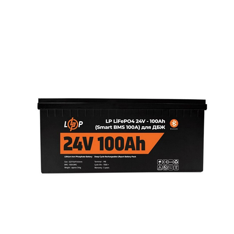 Акумуляторна батарея LogicPower 24V 100 AH (2560Wh) Smart BT для ДБЖ (BMS 100A/50А) LiFePO4