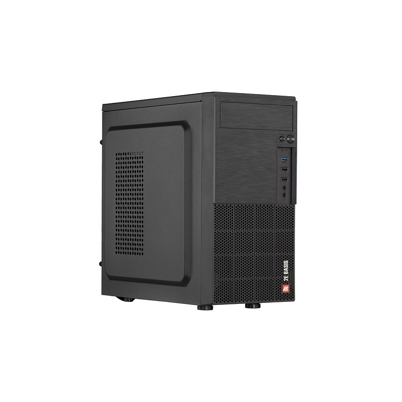 Корпус 2E Basis RD8603U-400, з БЖ 2E ATX400, 1xUSB3.0, 2xUSB2.0, Perforated Side, mATX, чорний