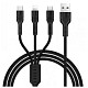 Кабель Hoco U31 Benay 3in1 USB - Lightning/micro USB/USB-C, 1.2 м, Black (K17892)