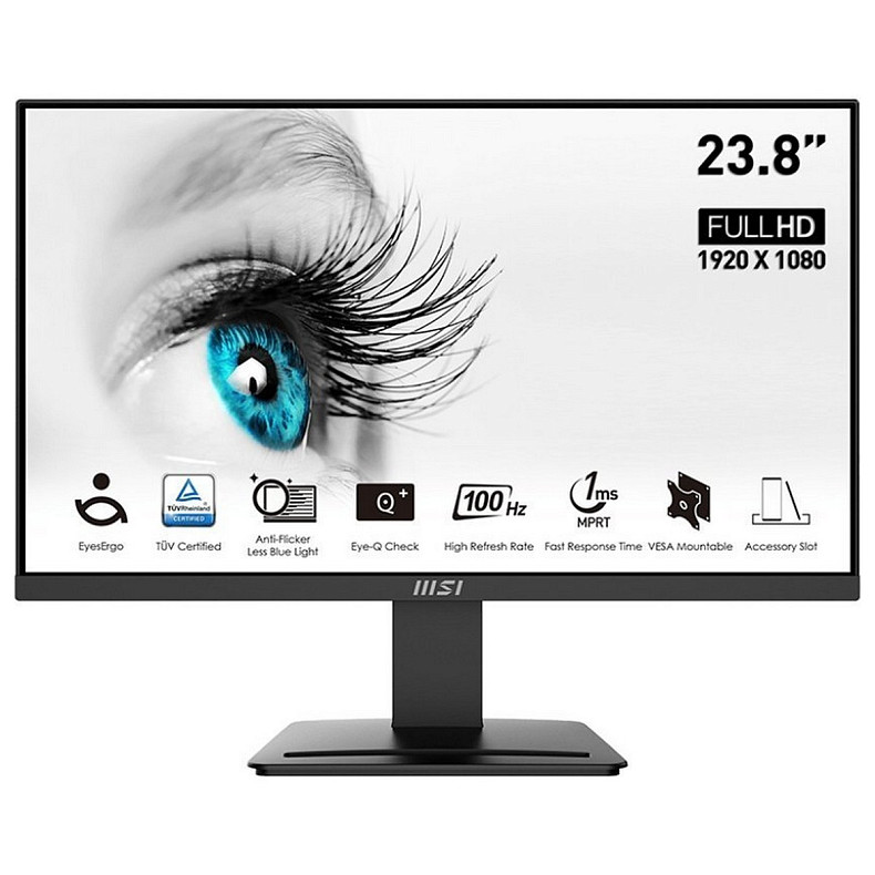 Монітор MSI 23.8" PRO MP2412 HDMI, DP, MM, VA, 100Hz, 4ms, sRGB 113%