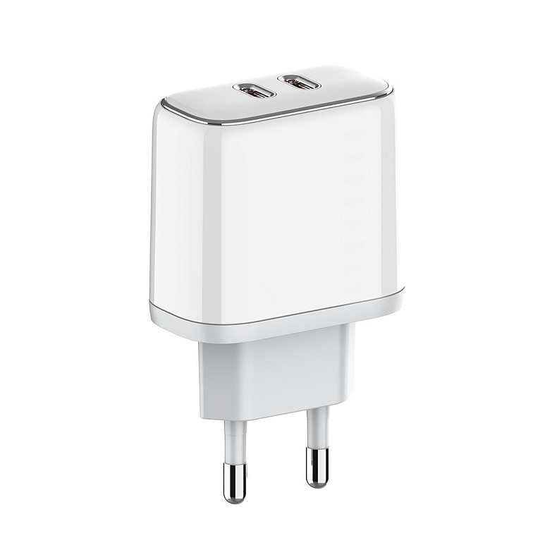 Сетевое зарядное устройство ColorWay Power Delivery Port PPS USB (Type-C PD + Type-C PD) (40W) White