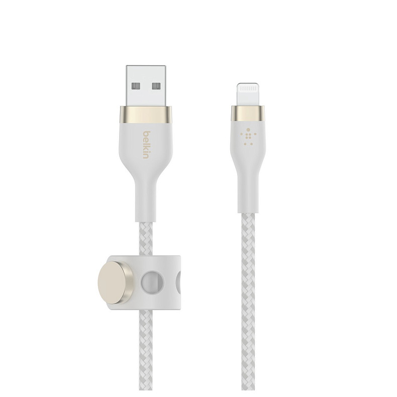 Кабель Belkin USB-A > Lightning, 1м, плетений, силіконовий, з ремінцем на м