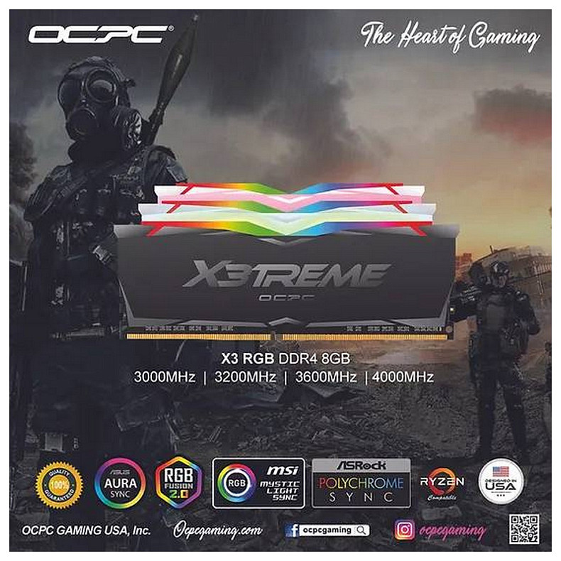 ОЗП DDR4 64Gb 3600MHz (2*32Gb) OCPC X3 RGB Black Label, Kit