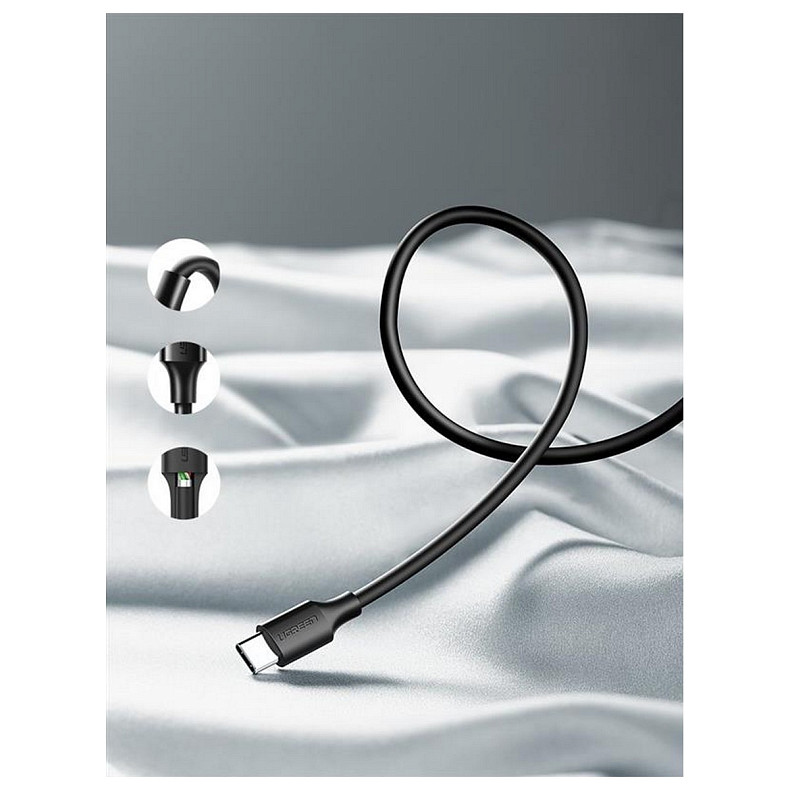 Кабель USB 2.0 AM-Type-C M, 1.5 м, 3.0A, (18W) Nickel Plating Чорний, US287 UGREEN