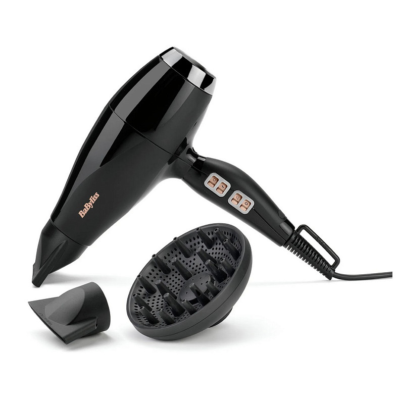 Фен Babyliss Air Power Pro, 2300Вт, 3 режими, дифузор, іоніз-я, хол. обдув, кераміка, чорно-рожевий