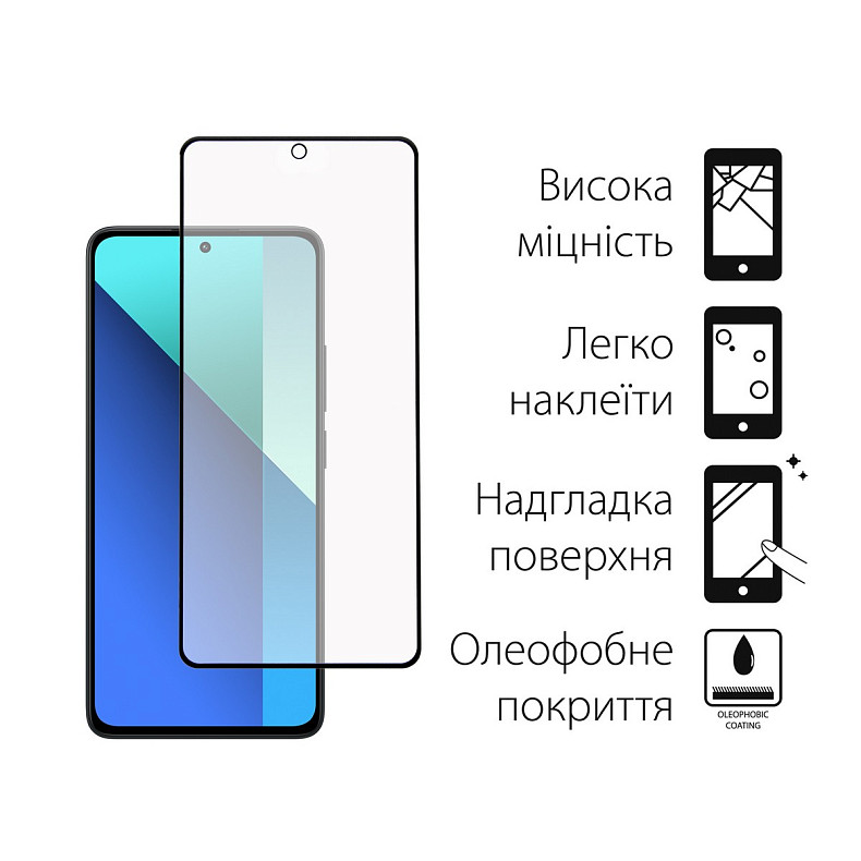 Чохол-накладка Dengos для Xiaomi Redmi Note 13 4G Black (DG-KM-66) + захисне скло