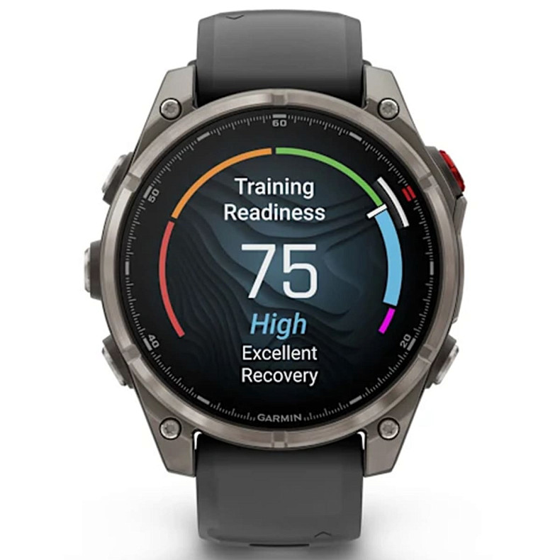 Спортивний годинник GARMIN Fenix ??8 Pro 47 mm AMOLED Sapphire Titanium with Graphite/Black Silicone Band (010-03198-10)