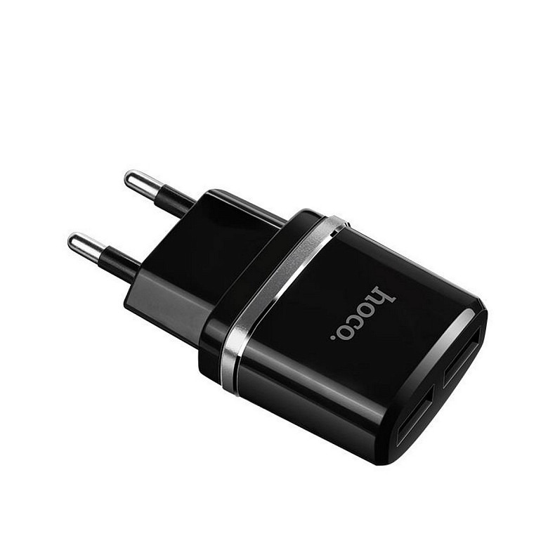 Зарядний пристрій Hoco C12 Smart (2USB, 2.4А) Black (6957531064114) + кабель MicroUSB