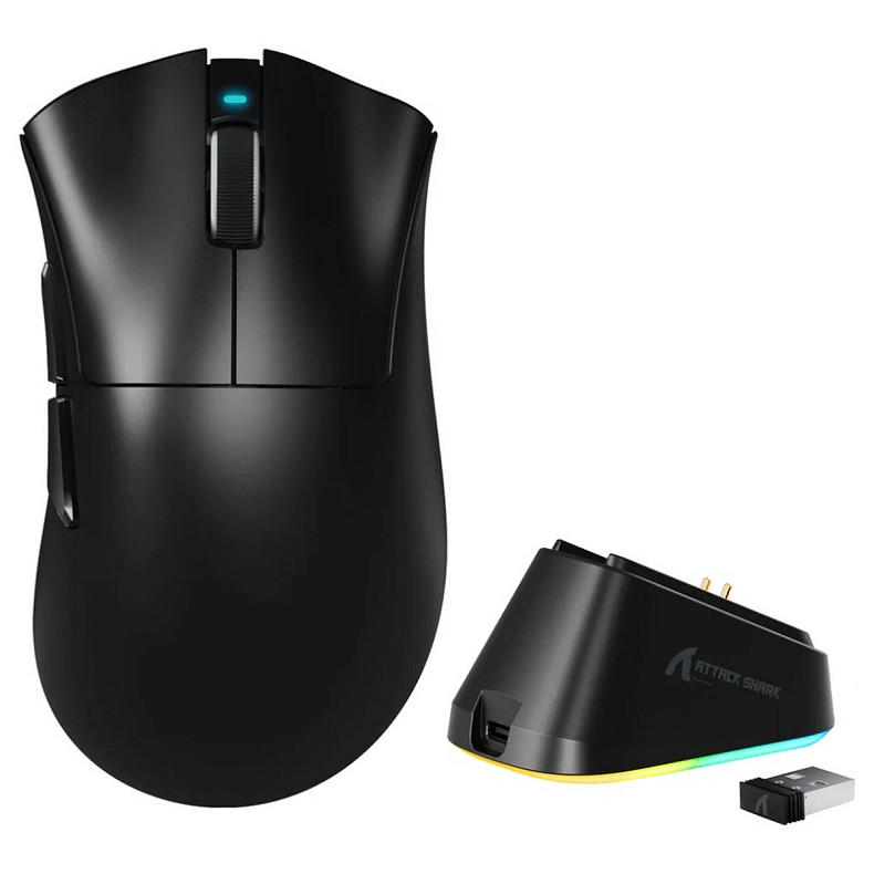 Мышка Attack Shark V3Pro Ultra-Light, Wireless/Bluetooth, 25000dpi. (PAW3311), 6кн., Black