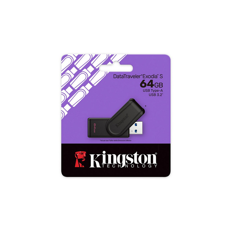 Флеш-накопичувач Kingston DataTraveler Exodia S USB 3.2 64GB Black (DTXS/64GB)