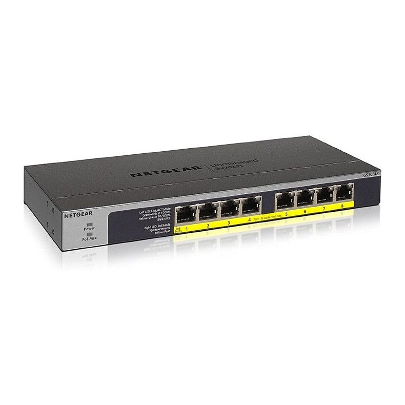 Коммутатор NETGEAR GS108LP 8xGE PoE+ (60Вт), FlexPoE, неуправляемый