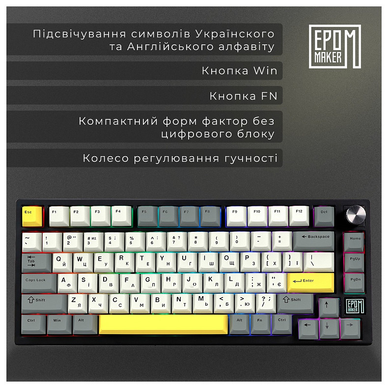 Клавиатура Epomaker TH80 SE 75% Flamingo Switch Hot-Swap (2.4G/BT/USB) RGB UA Black (TH80-SE-B-F)