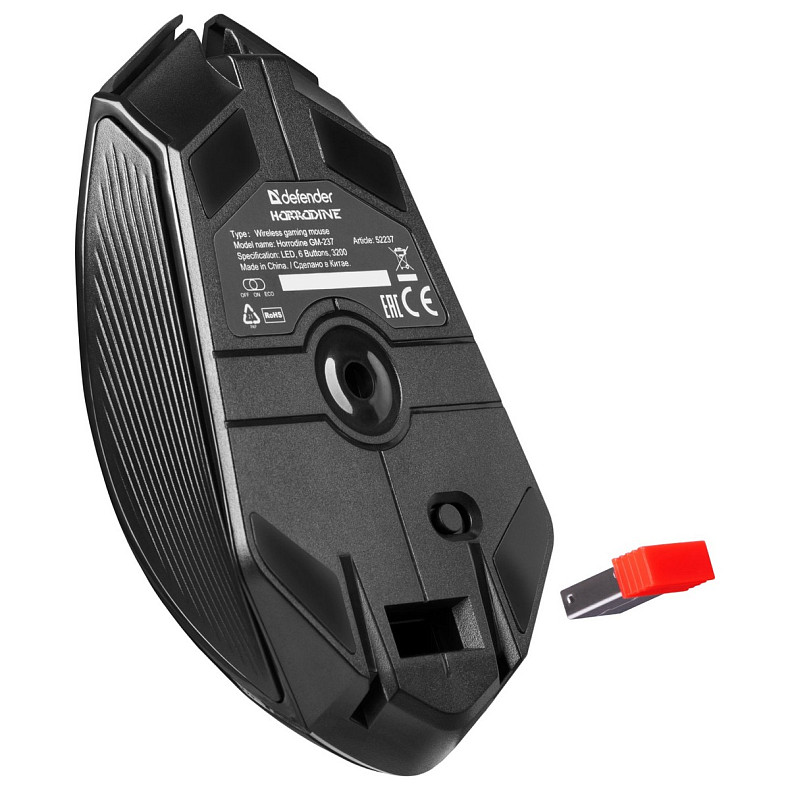 Мишка Defender Horrodine GM-237, бездротова, ігрова, 6кн., 3200 dpi., 320 mAh, чорна
