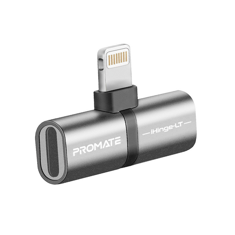 Адаптер Promate Lightning - 2хLightning (M/F) iHinge Grey (ihinge-lt.grey)