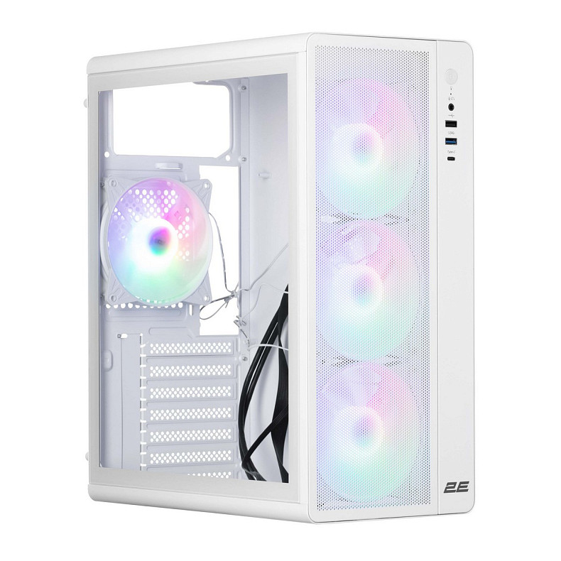 Корпус 2E GAMING Credo Plus V510W, без БЖ, 1xUSB3.0, 1xUSB2.0, 1xUSB Type-C, 4x120мм RGB Rainbow