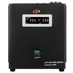 ИБП Logicpower LPY-W-PSW-800VA+(560Вт) 5A/15A с правильной синусоидой 12В, без АКБ