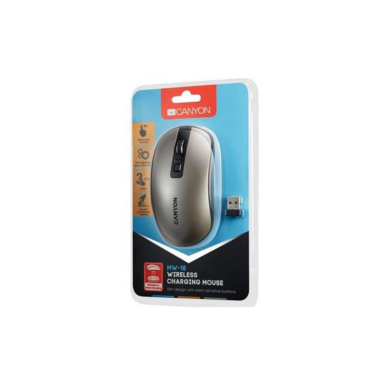 Мышь беспроводная Canyon Dark Grey USB (CNS-CMSW18DG)