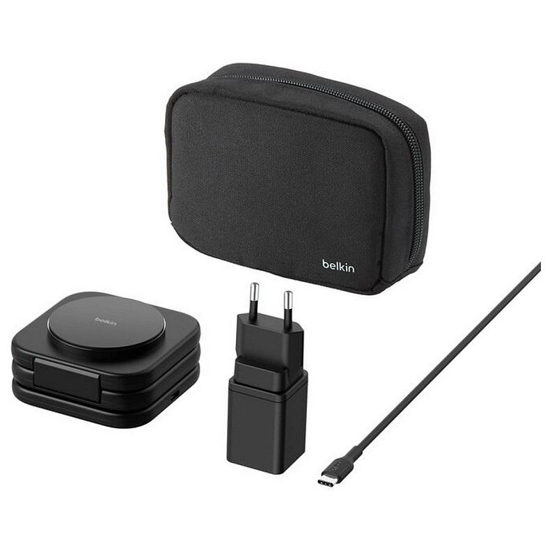 Зарядний пристрій бездротовий Belkin 3в1 Travel Pad Wireless Qi2 15Вт, чорний