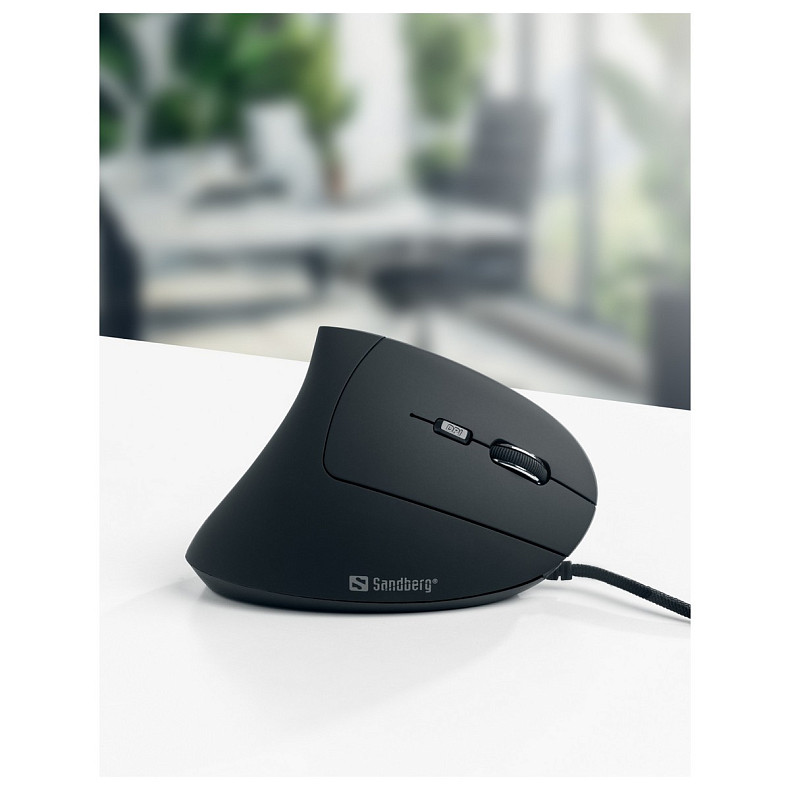 Мышка Sandberg Wired Vertical Mouse Pro 2400 dpi.6кн.1.5м черная