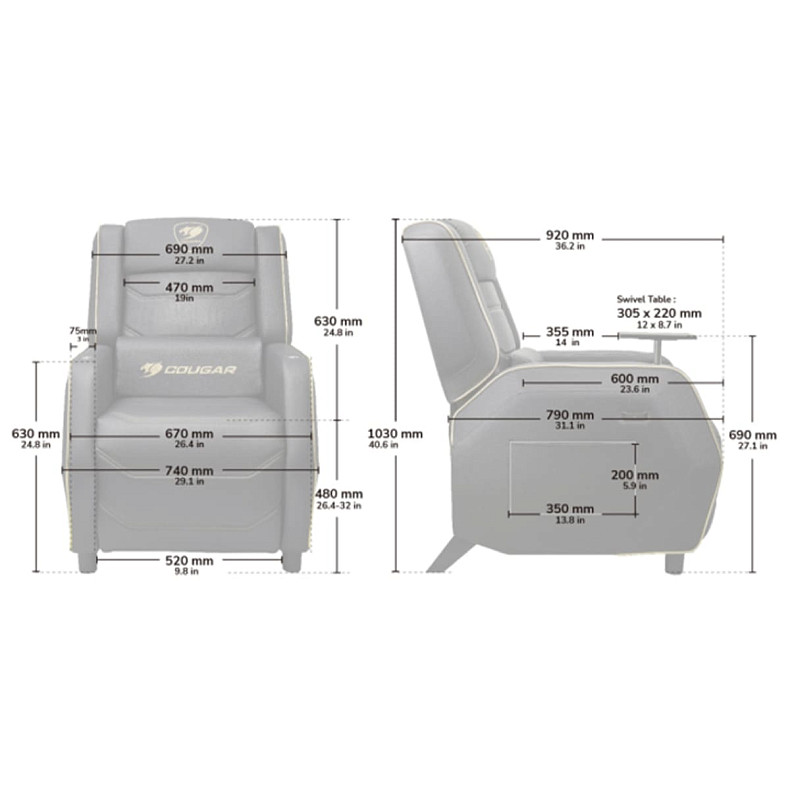 Комп'ютерне крісло для геймера Cougar Ranger S Black