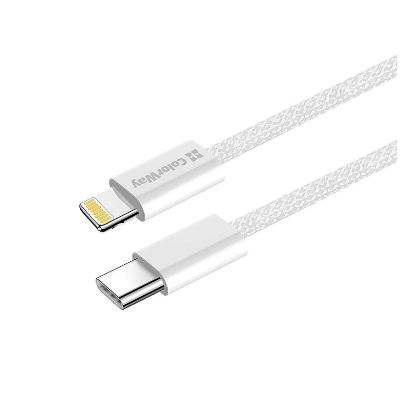 Кабель ColorWay USB Type-C - Lightning (M/M), (braided cotton) (PD Fast Charging 27W), 2 м, Gray (CW