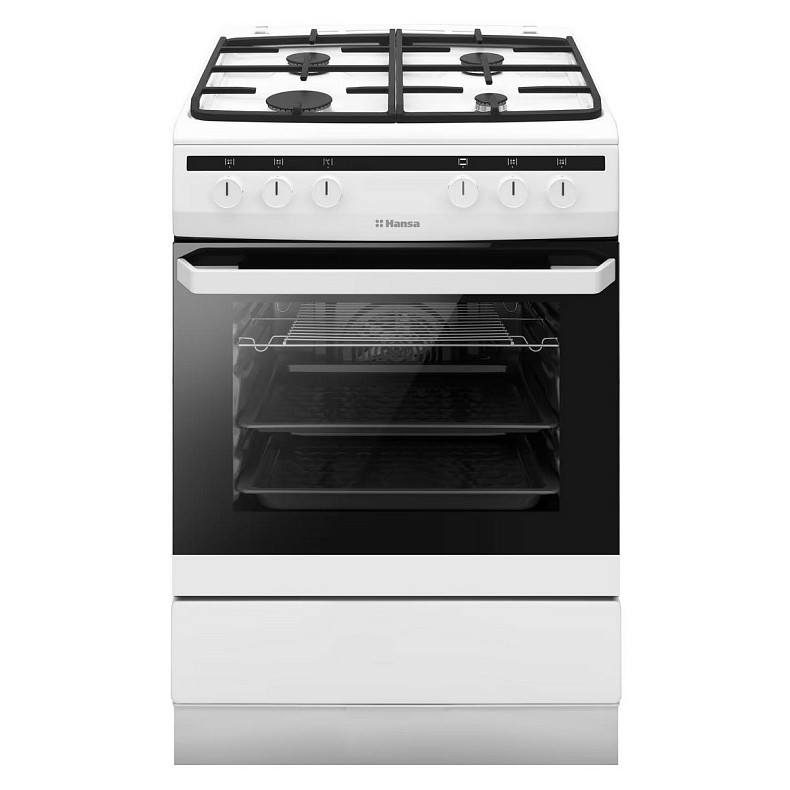 Плита Hansa комбінована, 60х60см, 62л, чавун, газ контр., білий