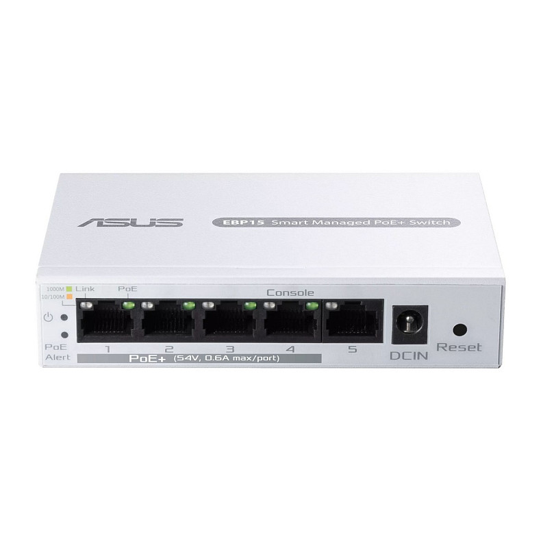 Комутатор ASUS ExpertWiFi EBP15 5xGE (4xPoE), 60Вт, Керований L2+