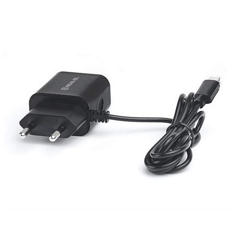 Сетевое зарядное устройство REAL-EL CH-217 (2USB, 2.1A) Black + кабель Lightning