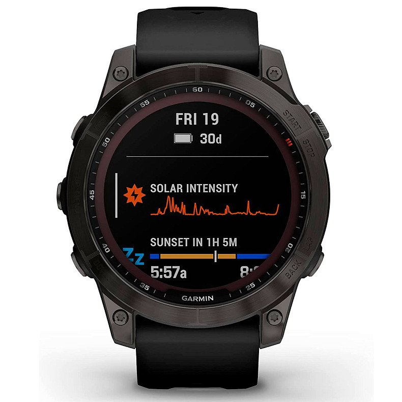 Спортивний годинник Garmin Fenix 7 Sapphire Solar Carbon Gray DLC Titanium with Black Band