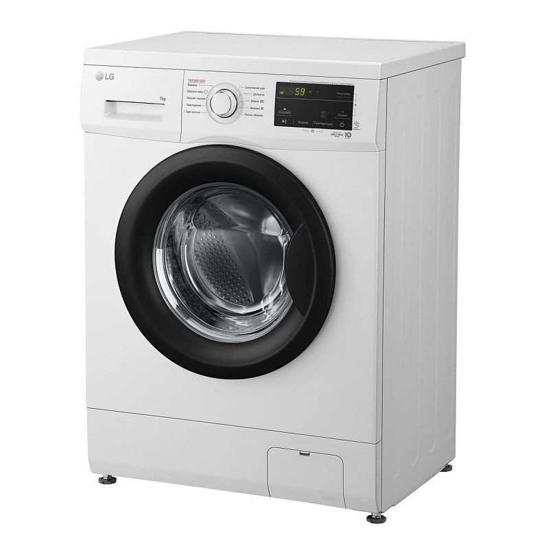 Стиральная машина LG фронтальная, 7кг, 1200, A+++, 44см, дисплей, пара, инвертор, белый