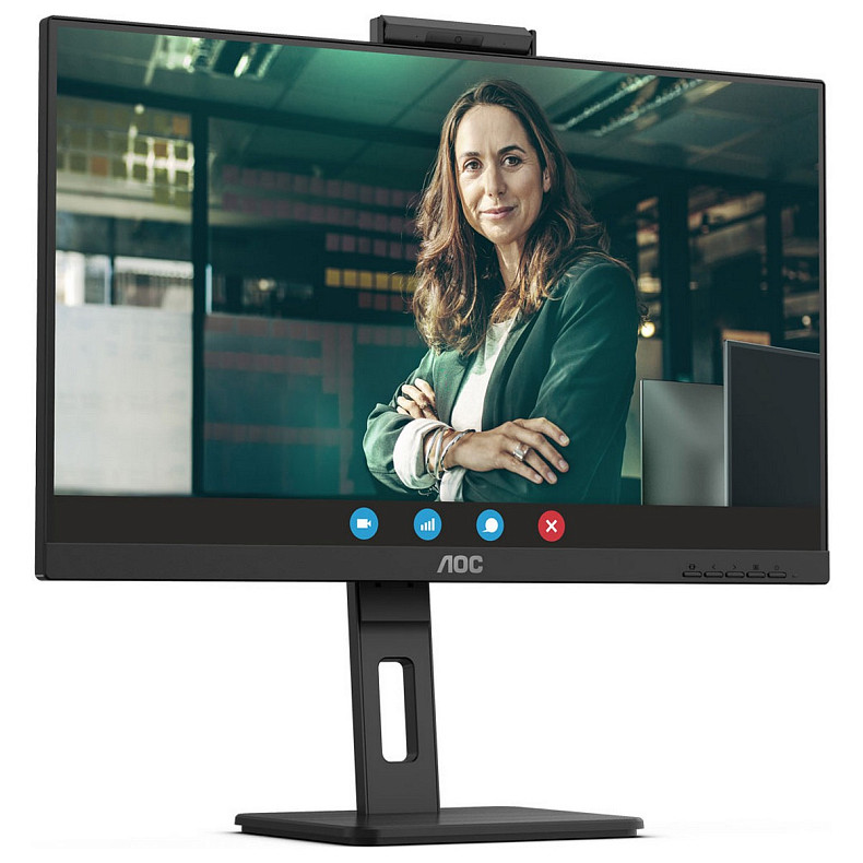 Монітор 27" AOC Q27P3CW, QHD, IPS, 75Hz, 2xHDMI, DP, USB-C, RJ-45, USB-hub, webcam, HAS, Pivot, колонки