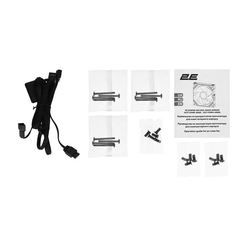 Корпусный вентилятор 2E GAMING Air Cool Magic Mirror ACF120MB-ARGB, 3x120мм, 2000rpm, 4pin PWM +5VAR