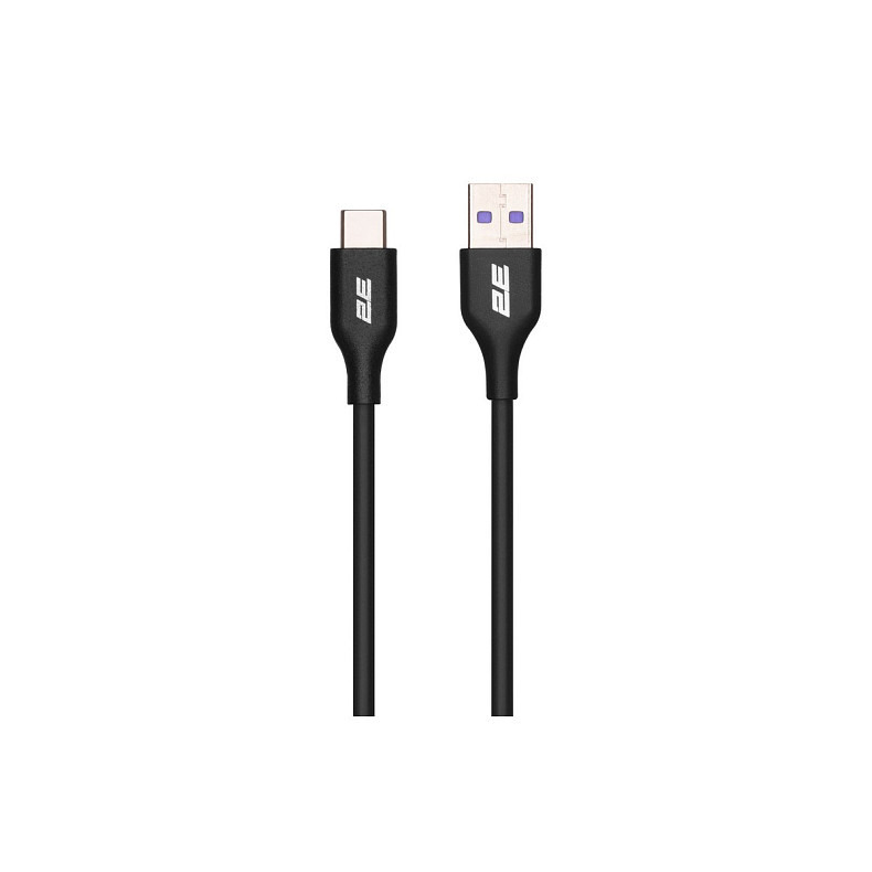 Кабель 2E USB-A > USB-C, 1м, Glow, черный