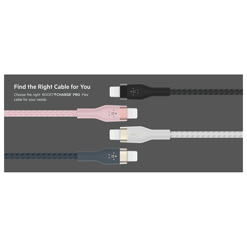 Кабель Belkin USB-A - Lightning плетений, силіконовий, з ремінцем на магніті, 1м, Black