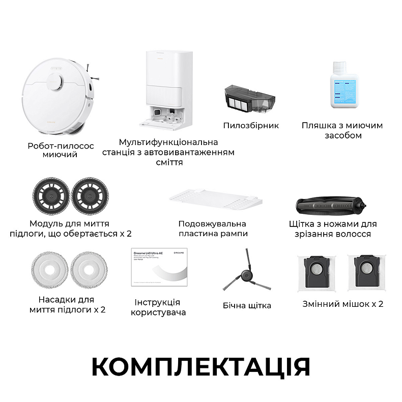 Робот-пилосос миючий Dreame Bot L40 Ultra CE White