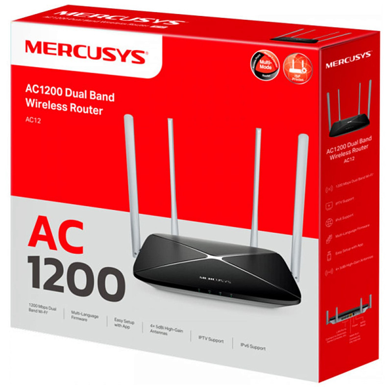 Wi-Fi роутер Mercusys AC12 AC1200 4xFE LAN 1xFE WAN (AC12_V2)