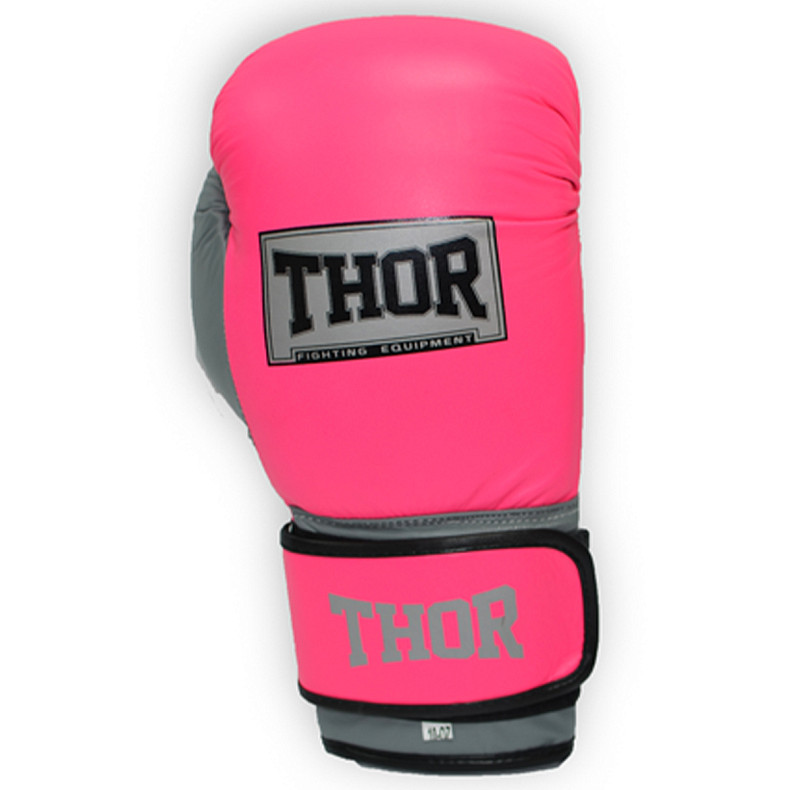 Перчатки боксерские THOR TYPHOON 10oz /Кожа /розово-бело-серые